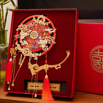 Married bride fan fan fan double-sided finished product Chinese wedding red Xiuhe fan handmade fan diy material package
