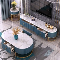 Light luxury rock board stone TV cabinet Modern simple small apartment style fashion living room furniture Coffee table TV cabinet combination set