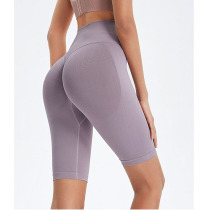 High waist peach fitness pants womens elastic tight hip breathable perspiration five-point pants quick-drying running yoga shorts