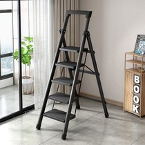 (Promotion) Ladder indoor household multi-function thickening five-step ladder telescopic straight ladder folding herringbone ladder 2 meters
