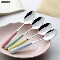 Small Spoon Home Delicate Macaron Fine Cute Colorful Color Glazed Ceramic Handle Stainless Steel Han Style Spoon One