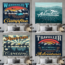 American retro background cloth ins Wind illustration hanging cloth bedside bedroom room layout tapestry wallpaper decorative wall cloth