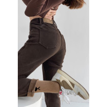 South Korean coffee color jeans Women 2022 Spring and autumn Summer thin section High waist loose slim straight cylinder 90% pencil pants