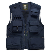 Vest mens summer outdoor waistcoat multi-pocket thin section fishing mesh multi-functional wear casual tooling vest