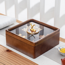 New Chinese style solid wood nut box living room coffee table separated fruit plate household atmosphere with lid dried fruit snack storage box
