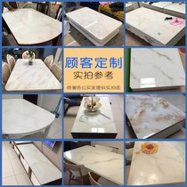 Tempered glass custom marble grain table table coffee table table countertop rectangular round plate transparent glass custom