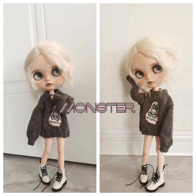 taobao agent BLYTHE small cloth 6 points doll OB24OB22 individual trendy loose hand -painted skull rabbit sweater clothes