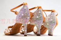Dance Yisha brand dance shoes diamond Latin dance shoes adult female pearl dance shoes competition deep skin eight points with new style