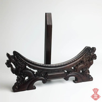 Disc shelf classical Chinese antique porcelain tray bracket black red sandalwood faucet carving solid wood plate bracket
