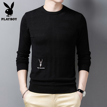 Playboy autumn sweater mens wool clothes autumn trend round neck line black base sweater men