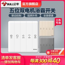 Bull socket flagship switch Socket switch panel concealed bath bully switch Five-position dual motor bath bully special