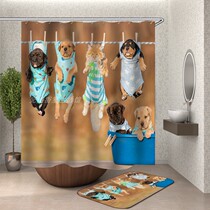 Pet dog doggie HD digital printing shower curtain polyester cloth waterproof mildew proof Bath Curtain