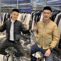 Men's round neck black light down jacket men's winter loose winter jacket short jacket men's