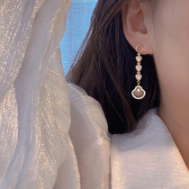 Fan-shaped love pearl earrings 2021 New tradeswoman ins Wind long light luxury senior sense niche earrings
