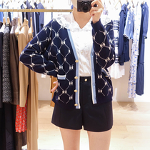 Korean Bubble Gum MAJE Korea 2021 Autumn Long Sleeve Cardigan Joker Knit JDA61ED