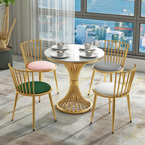 Brief Iron Art Marble Tea Table Modern Apartment Sofa Edge A Few Creative Small Roundtable Golden Round Table