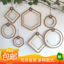 Kindergarten air hanging decoration wall wall decoration ring creation material hemp rope net yarn hanging ornaments Mori hollow wooden board