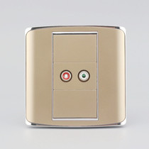 Champagne 86 type one red and white audio solder-free wiring socket panel champagne gold double hole AV audio socket