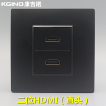 Black 86 Two-Position HDMI HD Socket Dual-Port 20 Edition HDMI Female-to-Female In-Line Multimedia Panel