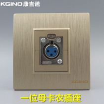 Brushed champagne gold Type 86 one female Cannon socket gold big three-core female Casson microphone microphone panel