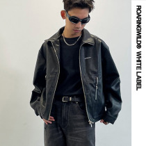 Roaringwold Roaring Beast Black Line Structure Logo Leather Jacket