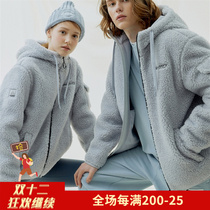 South Korea direct mail DISCOVERY outdoor 21 autumn men and women short Lamb hair fleece hooded coat DMSS71016