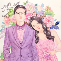 Hand-painted real-life photos Q-version character comics custom couple wedding Avatar sketch generation color lead painting gift