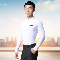 Dan Bo Luo shirt mens new long sleeve stretch white shirt Latin dance three-step Clothes Modern Dance Top