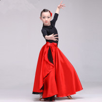 Spanish bullfighting dance suit cloak Red children Latin dance skirt belly dance skirt female adult dress