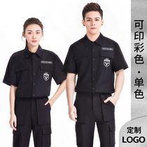 Hair barbershop technician assistant work clothes Summer fashion bar night KTV suit overalls custom logo tide