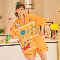 Pajamas womens summer cotton thin short-sleeved shorts 2021 new cute large size spring and summer home clothes two-piece set