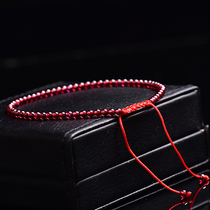 Natural garnet anklet red rope women's hand-woven wine red garnet peach blossom retro fine style