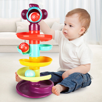 Turn music track ball baby baby toy puzzle 1 Early Education 2 one year old stacked music roller ball tower children Girl