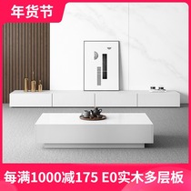 TV Cabinet white modern simple small apartment living room coffee table TV cabinet combination Nordic floor TV cabinet short cabinet