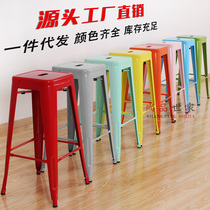 Wrought iron bar chair Simple high stool Metal stool Home phone shop stool backrest bar chair Equal bar stool
