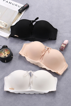 Extra thick flat chest white bra small chest big thick 5cm super thick girl lady can strapless non-slip underwear