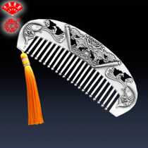  Silver comb 999 sterling silver handmade hair comb Foot silver health carp Yue Longmen jewelry free female retro snowflake silver comb