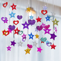 Wedding room decoration living room ceiling decoration pendant Roof interior pull flower net red girl heart ins hanging ornament in the air
