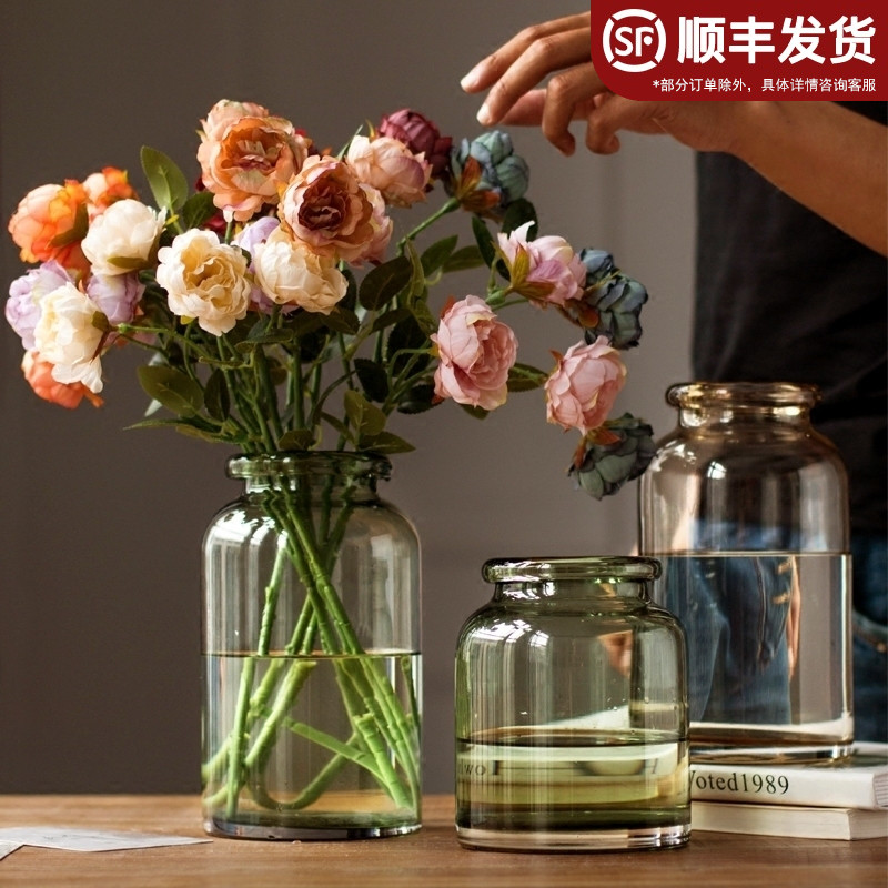 Modern minimalist creative transparent glass vase home jewelry hydroponic living room table decoration flower inserter ornaments