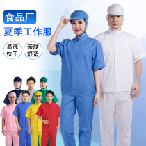 Mens and womens suits processing workshop production factory clothes breathable thin white sanitary food factory work clothes summer short sleeves