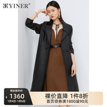 YINER womens 2021 autumn new long suit collar sheep leather leather leather