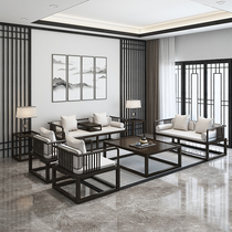 New Chinese style solid wood sofa Villa living room sofa combination hotel homestay Zen furniture custom office sofa