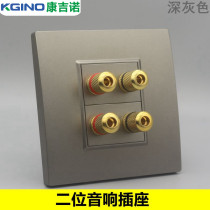 Dark gray 86 type 2 four-head audio socket 2 5 1 surround dual audio microphone wall panel