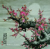 Featured gift handmade embroidery old embroidery piece hand embroidery Su embroidery decorative painting garment paste bag paste moon night plum blossom mural
