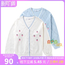  Bara bara girls knitted cardigan pure cotton 2021 autumn new childrens sweater big child 202321103004