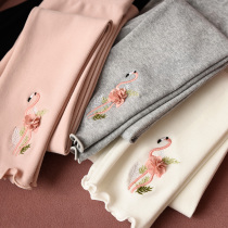 Childrens Pure Cotton Underpants Girl Agaric Side Beating Bottom Sashimi Elastic Long Pants Spring Money