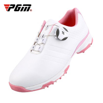  PGM golf shoes Womens sports shoes Pink non-slip waterproof soft-soled shoes Rotary buckle shoelaces White sneakers