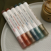 Small day Morandi color retro highlighter Large capacity student marker pen color note marker pen