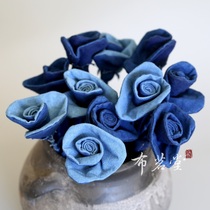 Bumingtang handmade fabric rose plants blue dyed handmade flowers