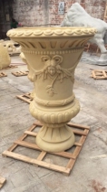 Custom-made sandstone flower pot relief sculpture Hotel Villa Garden indoor outdoor column pier European style flower bowl Stone